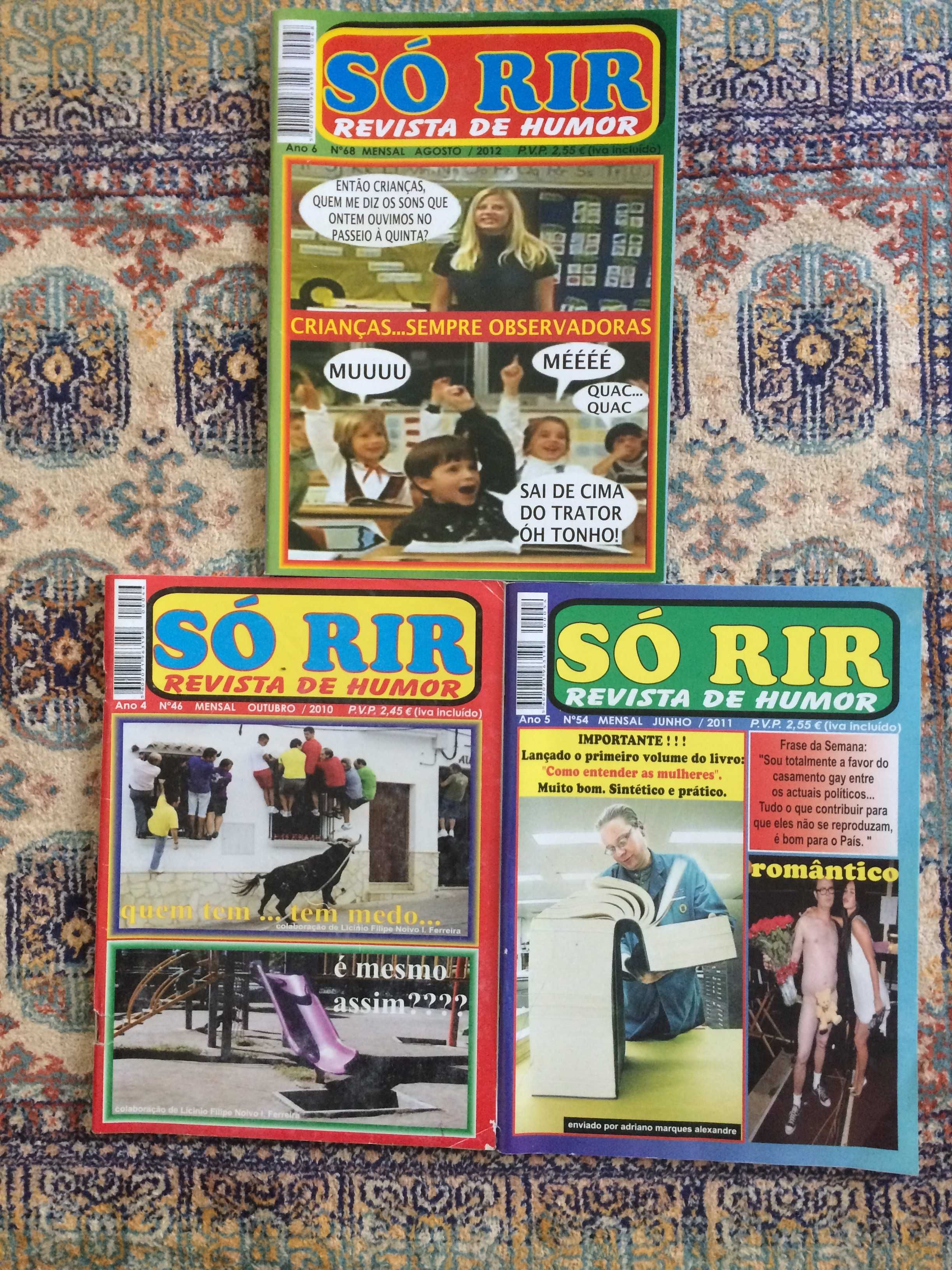 3 revistas ''só rir''. revista humor