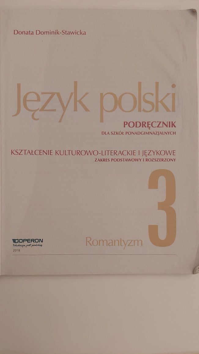 Podręcznik do języka polskiego z serii "Odkrywamy na nowo" cz. 3