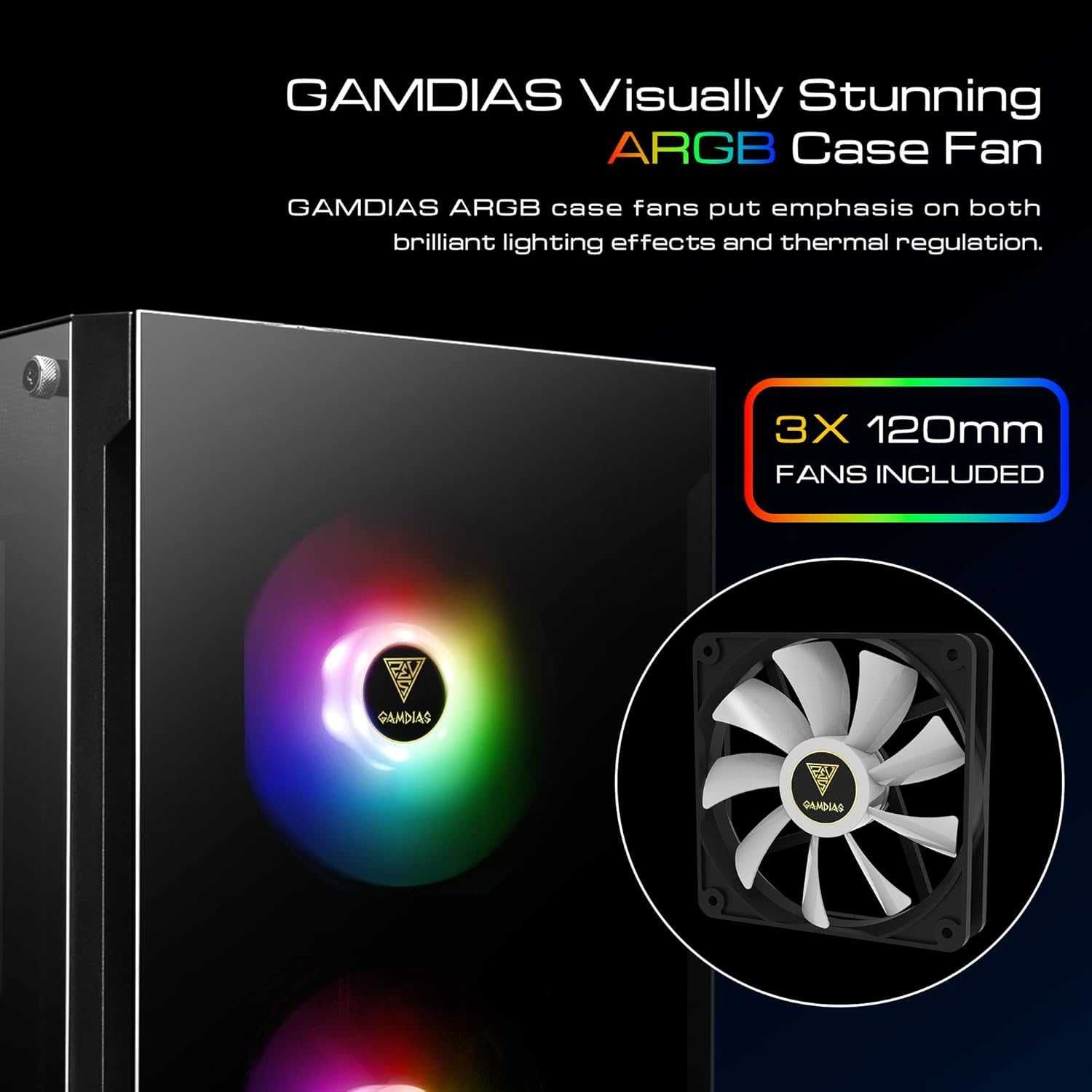 Obudowa komputerowa Gamdias RGB Gaming ATX  panel ze szkła hartowanego
