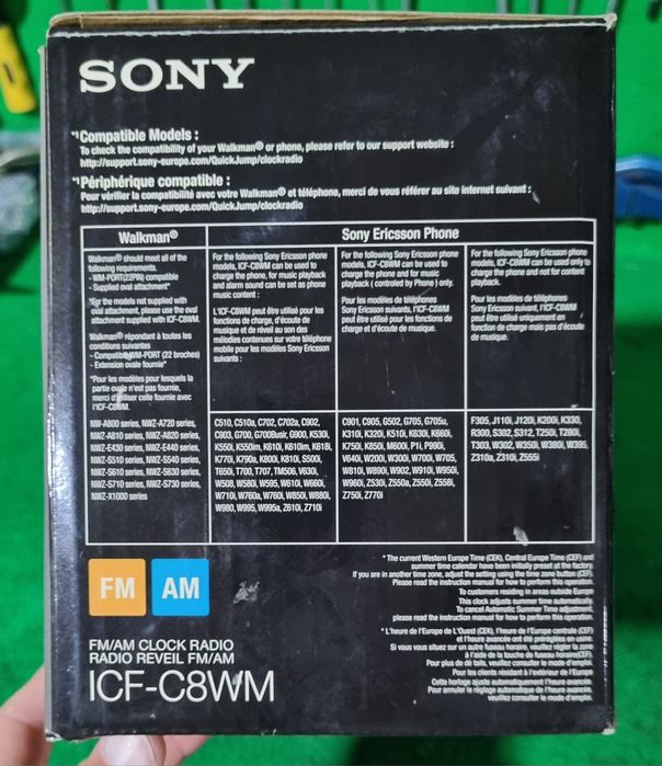 Rádio relógio novo Sony com suporte telemóvel