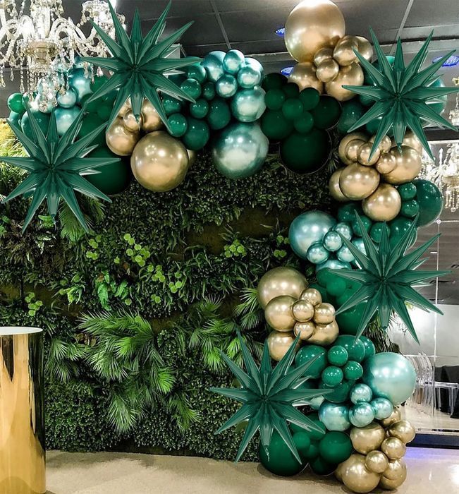 balon foliowy gwiazda 3d zieleń butelkowa matowa 50x46cm dekoracja