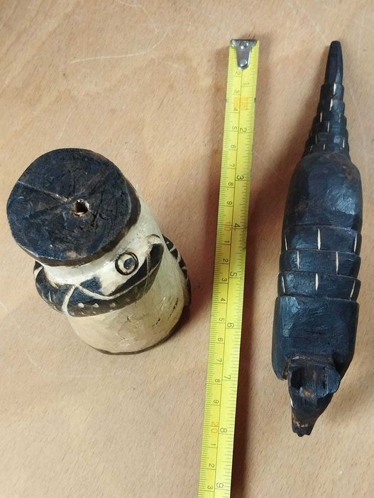 Esculturas Cobra e Tatu em Madeira