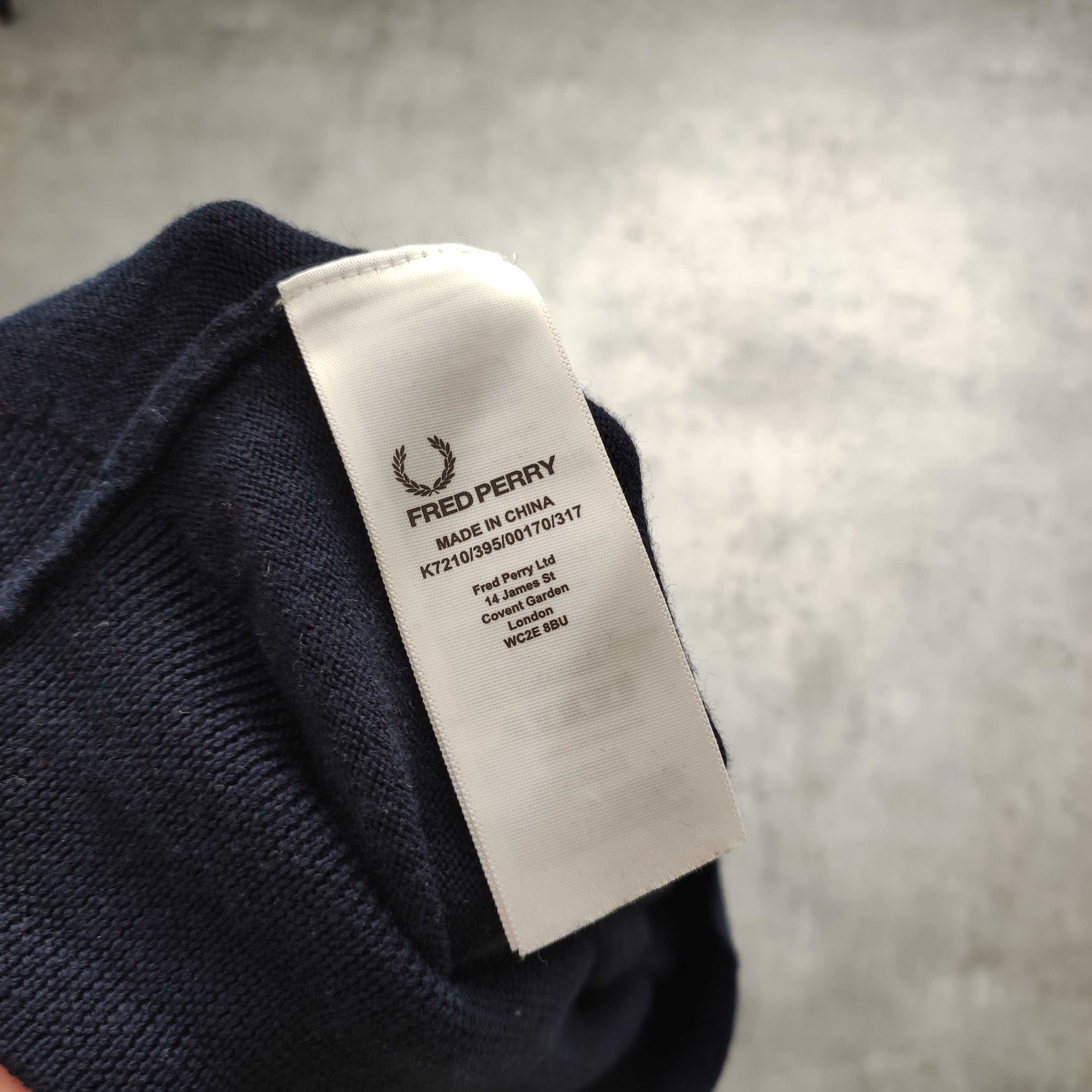 MĘSKI Elegancki PREMIUM Wełniany Sweter Luxury Fred Perry Haft Logo