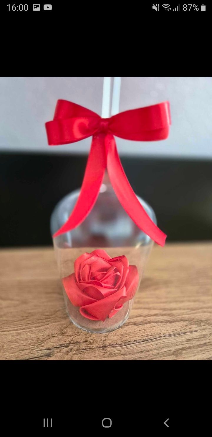 Kompozycja bukiet róż handmade prezent  czerwone róże rękodzieło