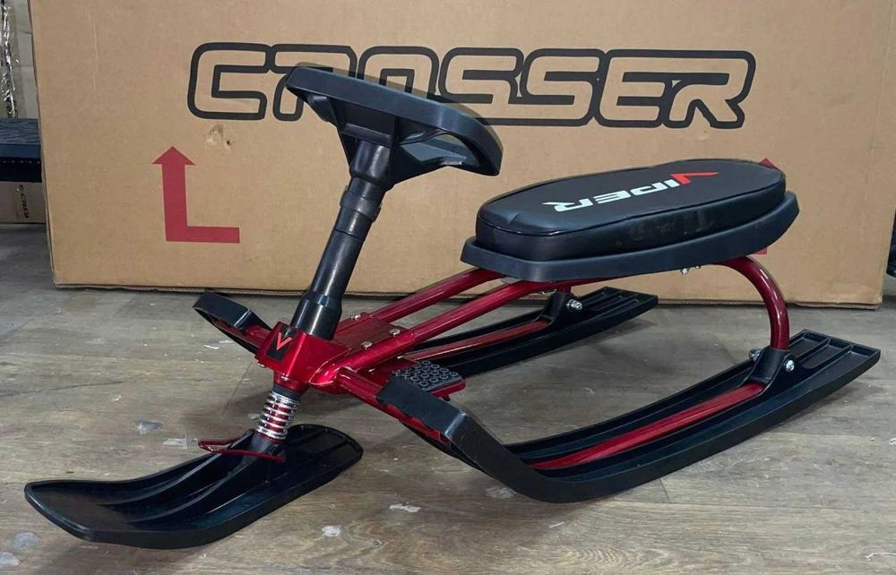 ТОП продаж! Дитячий снігокат санки VIPER синій/червоний + амортизатор!