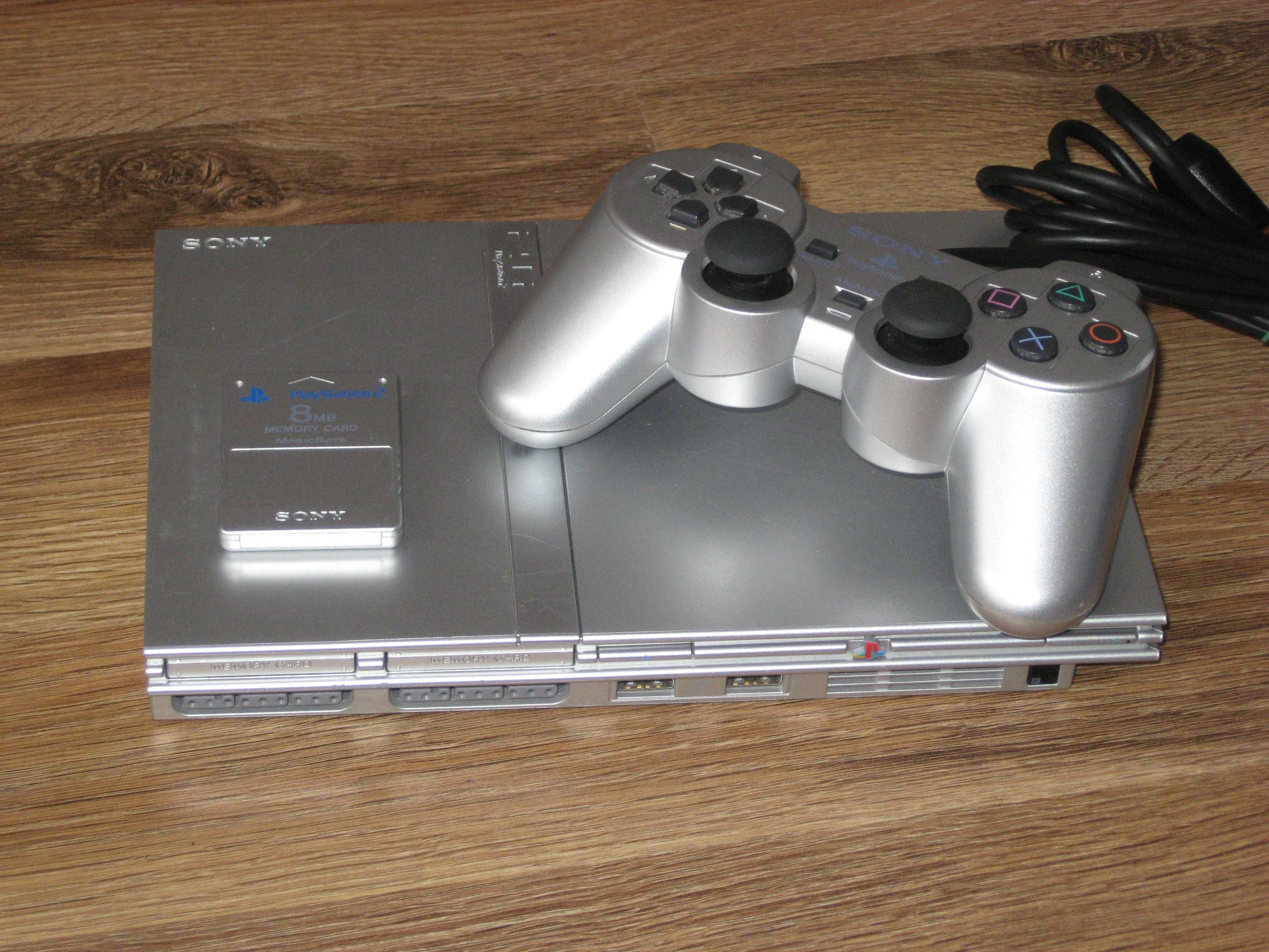 Zestaw SONY Play Station 2 Slim Satin Silver Pudełko PLOMBA!
