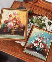 Obrazy malowane olej na dykcie kwiaty