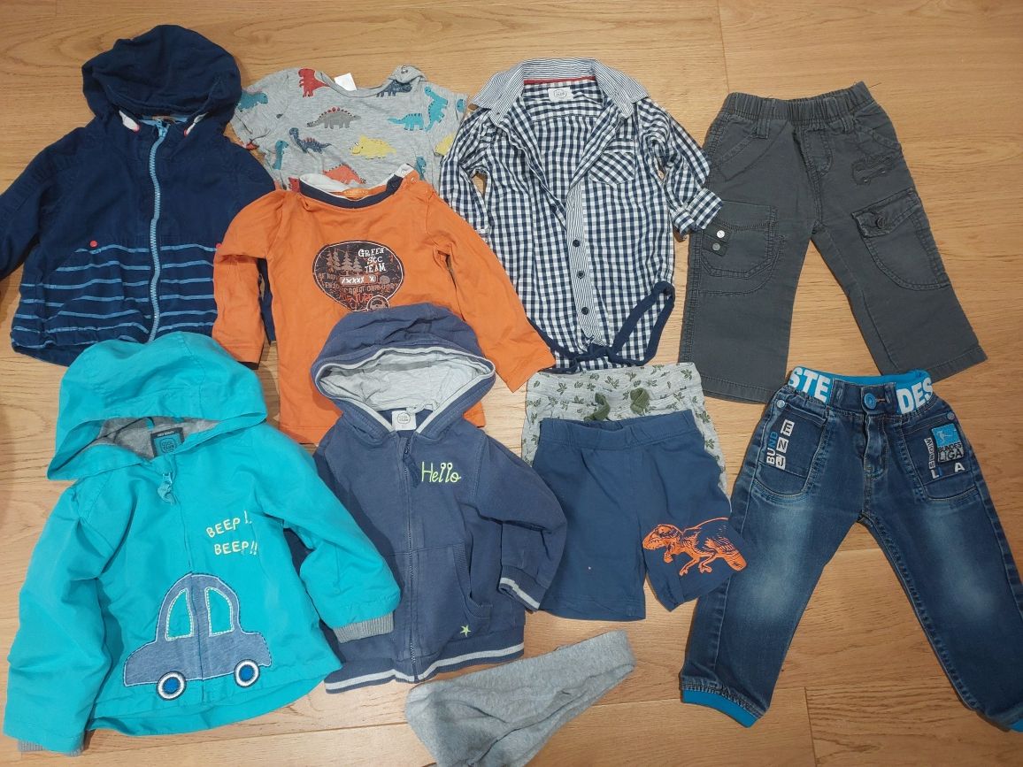11 sztuk dla chłopca rozmiar 80 kurtki, spodnie, spodenki, koszulki...