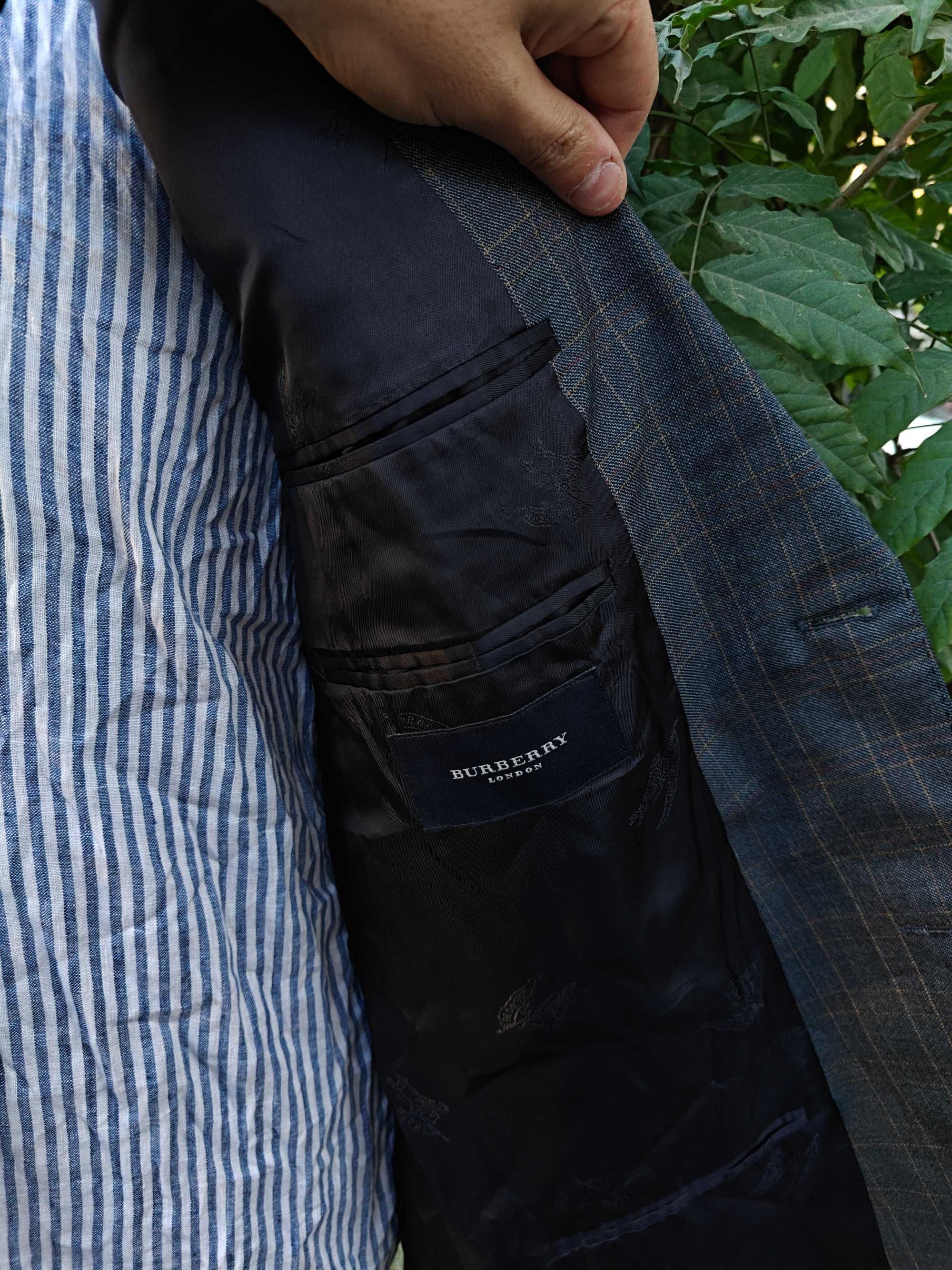 Burberry wełniana marynarka męska w kratkę 54 XL