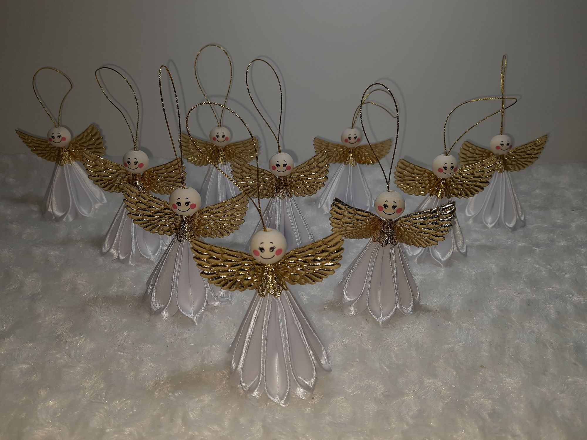 Aniołki ze wstążki na choinkę, ozdoby choinkowe handmade