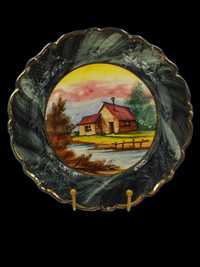 Talerz obraz na talerzu pejzaż  wiejski domek B111259