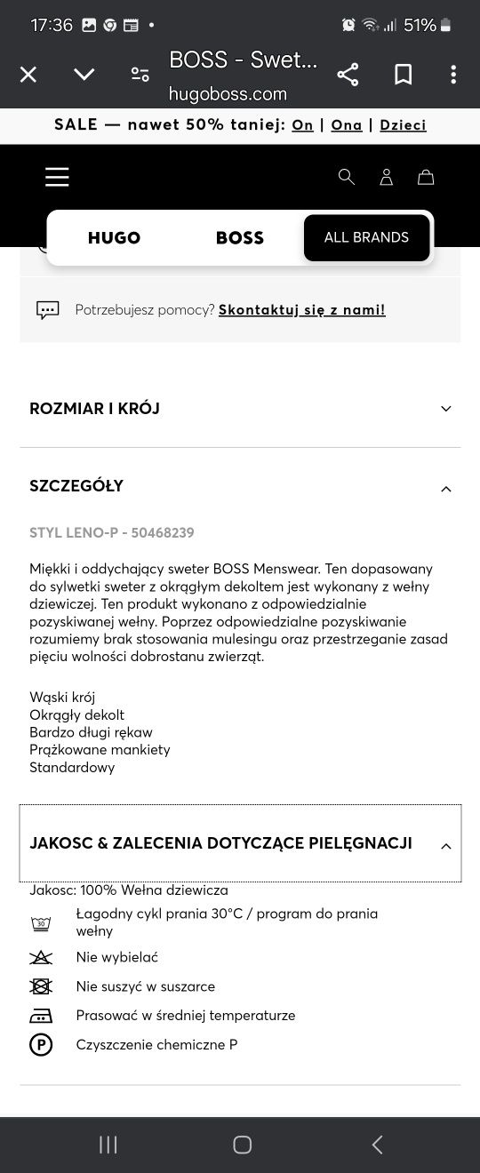 OKAZJA!!! BOSS Sweter z wełny dziewiczej roz M