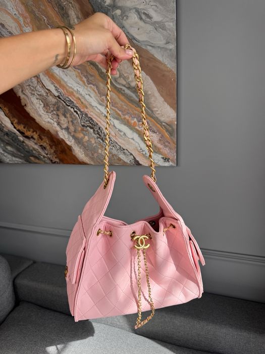 Сумка Chanel 25 Small Handbag Caviar Leather біла, рожева, бежева