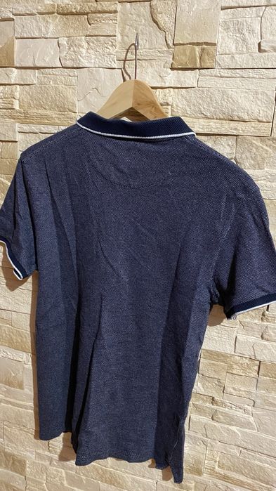 T-shirt ZARA M Polo męski granatowy bawełna krótki rękaw