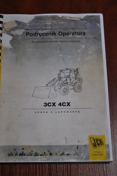 Instrukcja obsługi operatora DTR JCB 3 CX 3CX SUPER 4 CX język polski