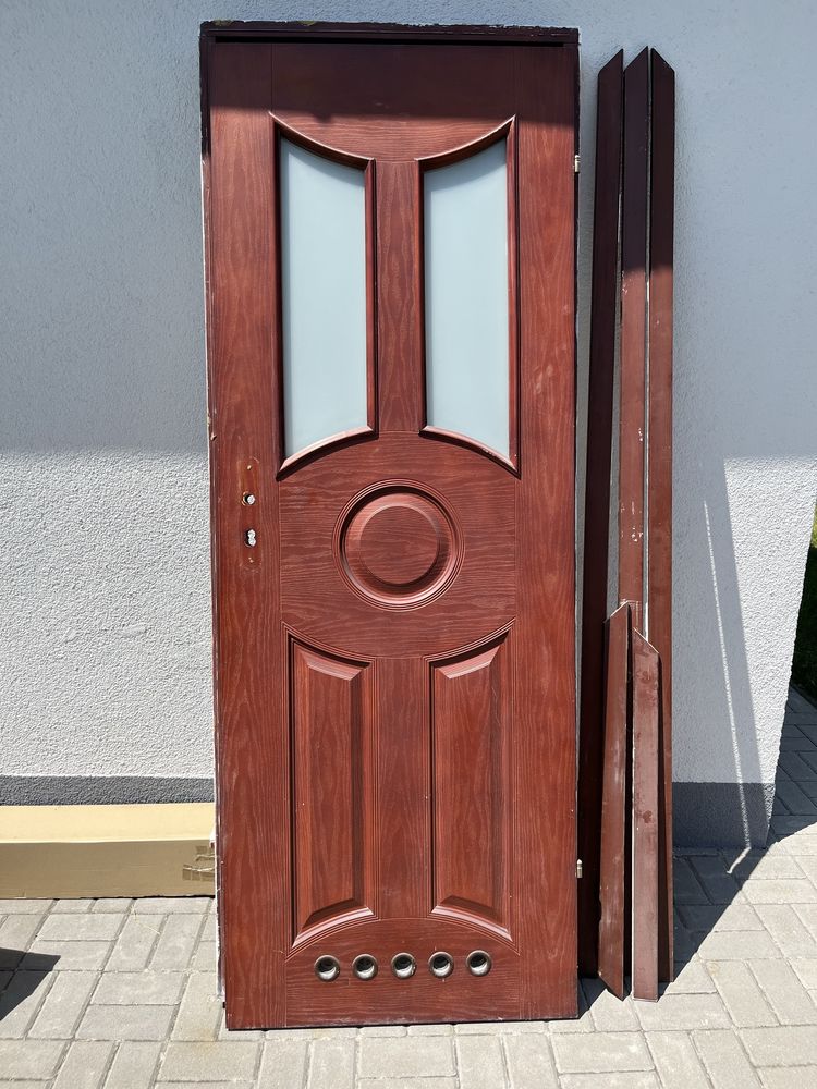 Drewniane skrzydło drzwi i ościeżnica (wc, łazienka)