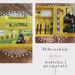 Mikroskop, walizka, preparaty, jak nowy