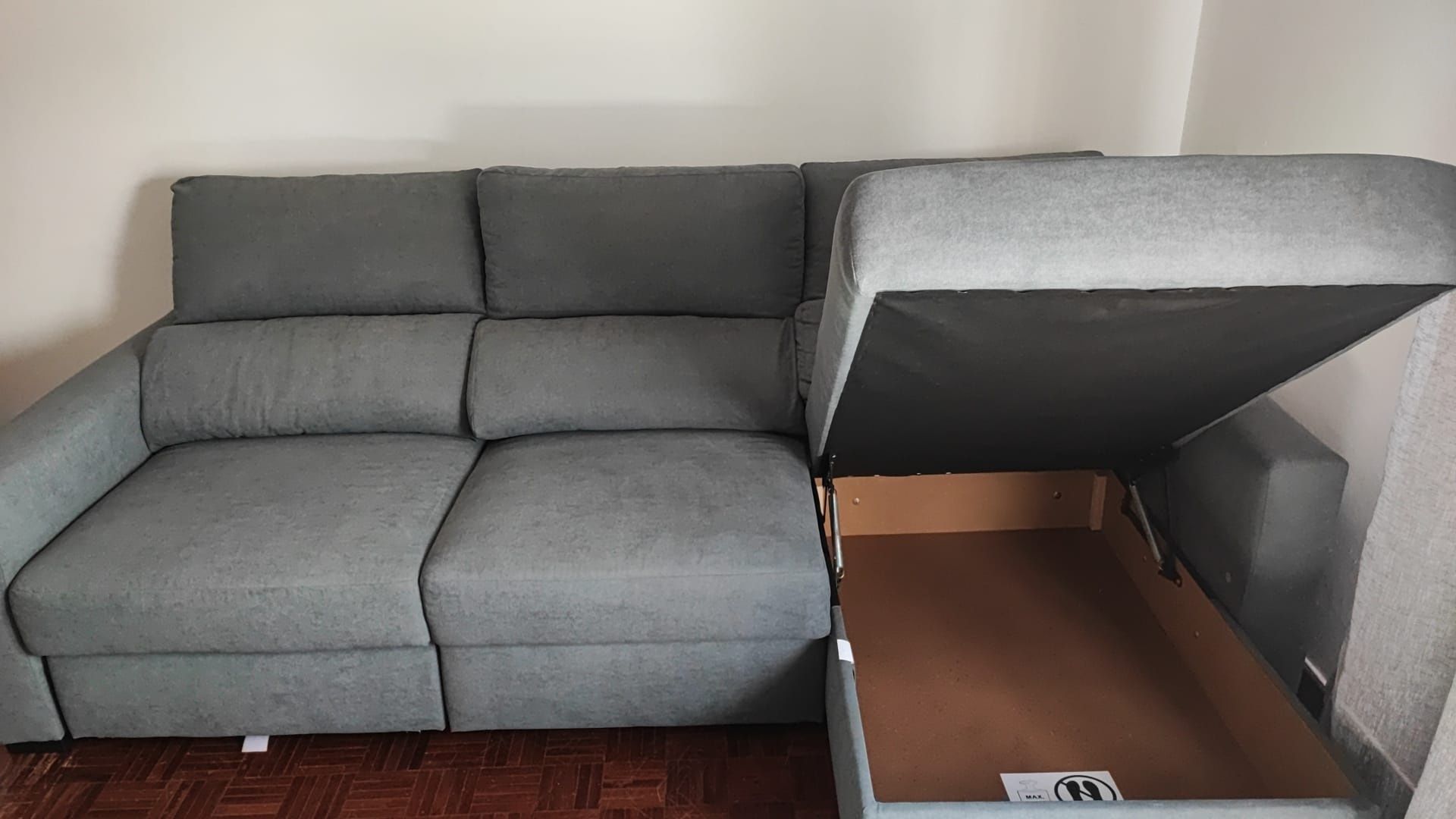 Sofá Aram, cor cinza com chaise longue, Conforama