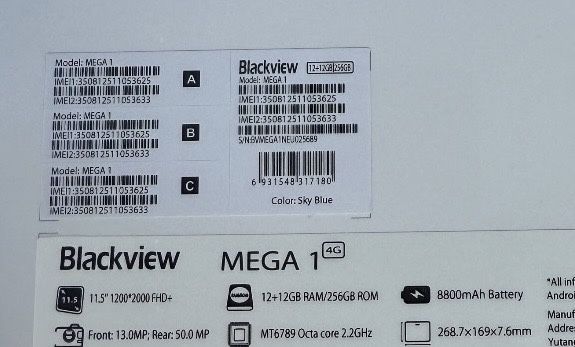 Планшет  Blackview MEGA 1 11.5'' FHD+12+24/256GB LTE Blue