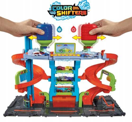 Hot Wheels City Zakręcona Megamyjnia + Autko Zmieniające Kolor