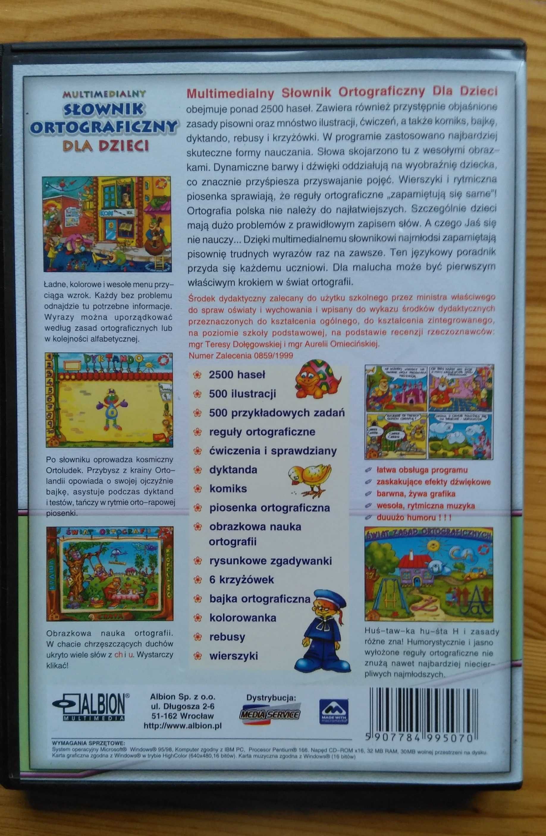 Multimedialny słownik ortograficzny dla dzieci na CD, wiek 7 - 11 lat