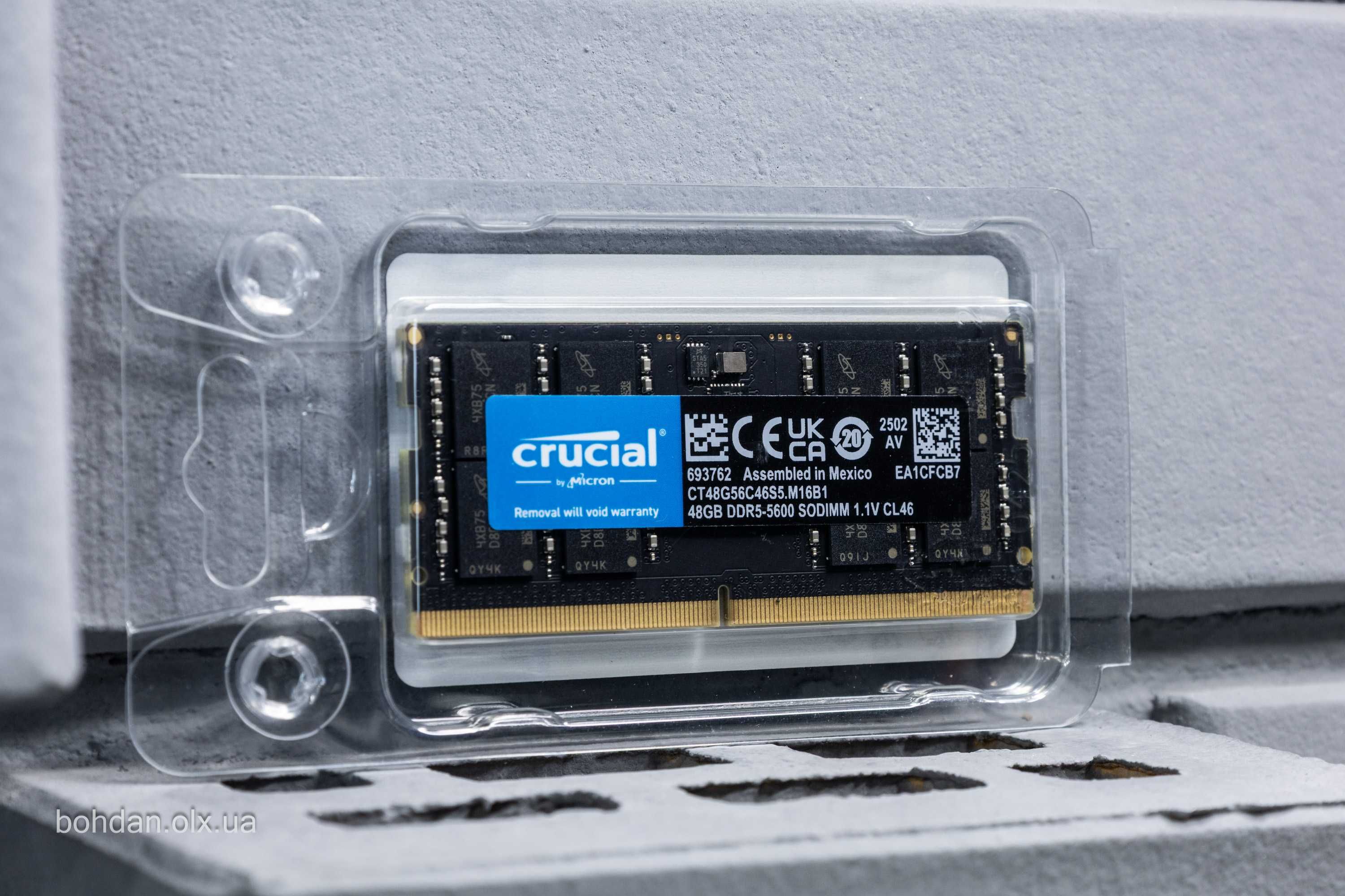 48GB Crucial 5600MHz DDR5 SODIMM RAM (CT48G56C46S5)