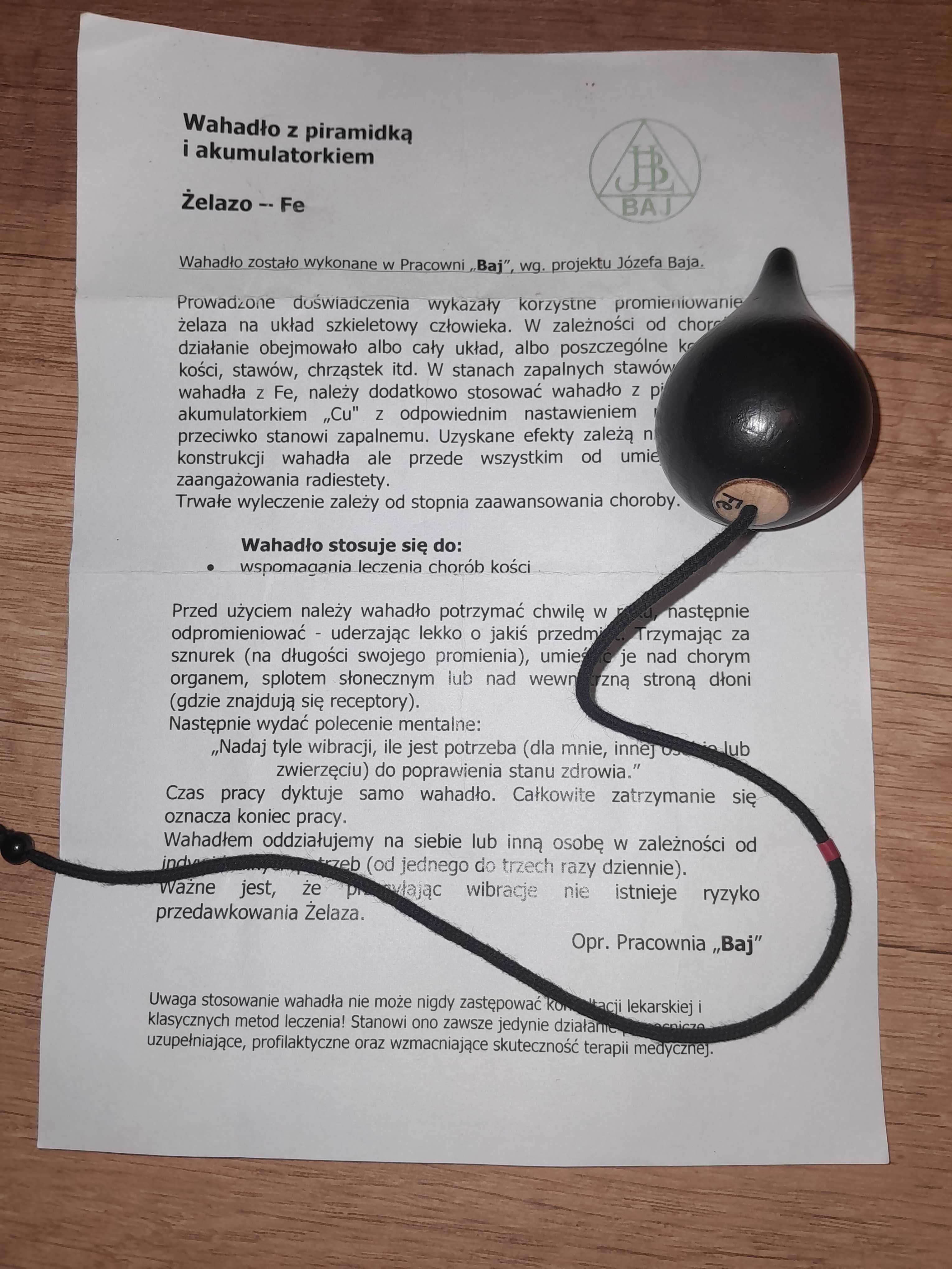 Wahadło wahadełko Fe żelazo czarne wkład anemia odporność nerwica krew