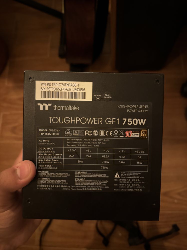 750w 80plus gold fonte alimentação Thermaltake Toughpower GF1