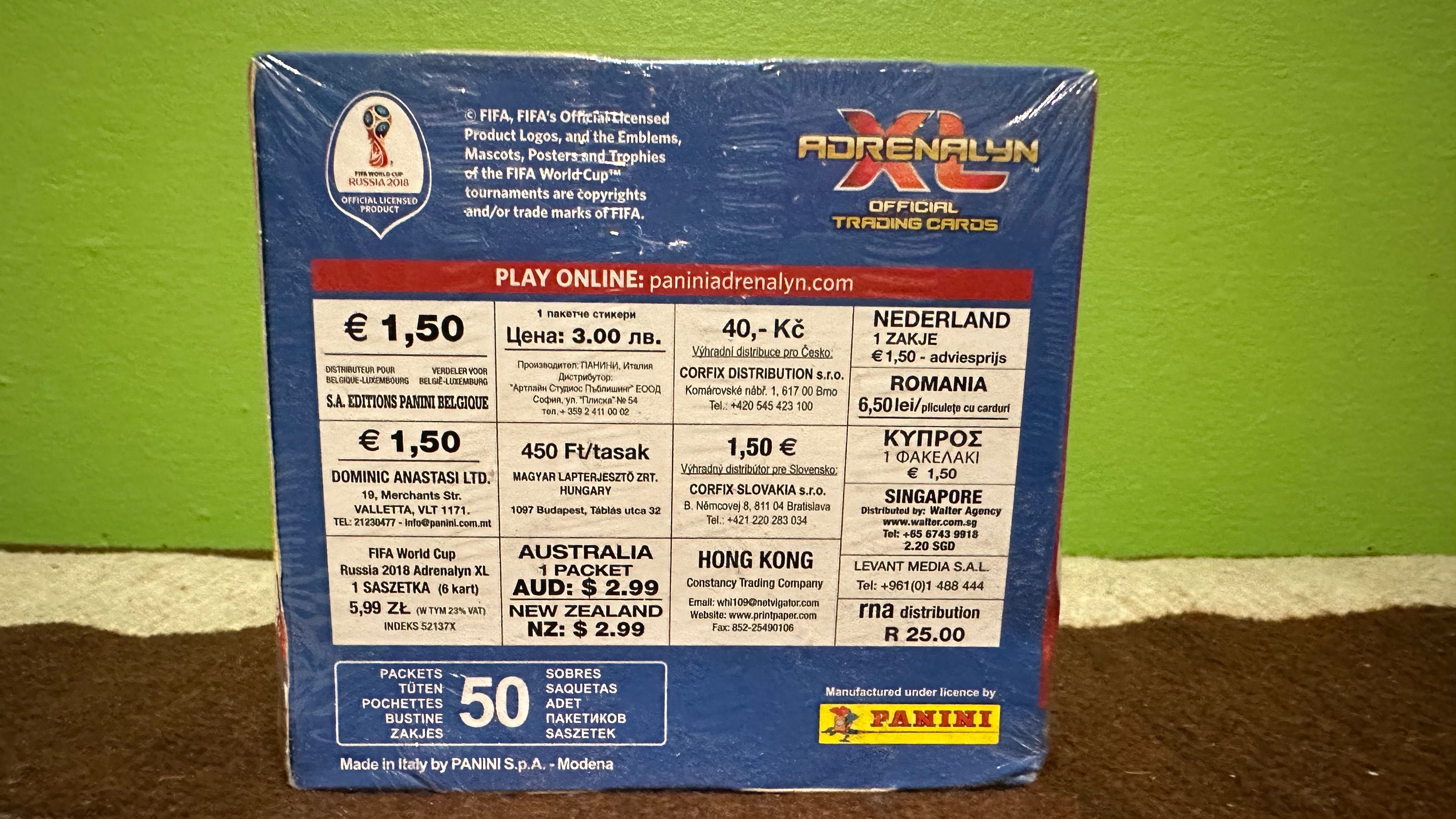 Adrenalyn XL Fifa World Cup Russia 2018 PANINI saszetki BOX 50 sztuk