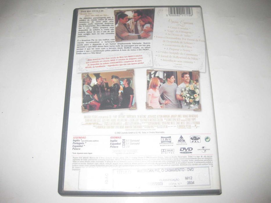 DVD "American Pie - O Casamento" com Jason Biggs