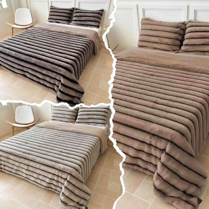 Вишукане якісна приємні мʼякі хутряні покривала "Кролик-Шиншила" L&M