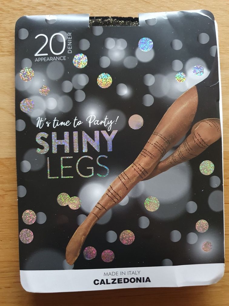 Nowe rajstopy Calzedonia s/m czarne złote shiny legs 20 den napi