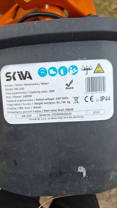 Sprzedam betoniarkę Skiva 200 litrów