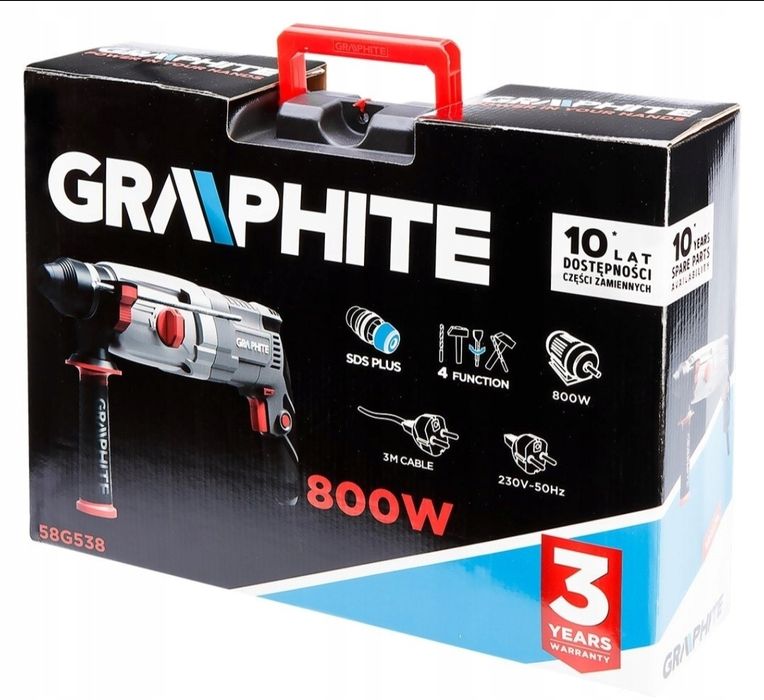 Graphite Młotowiertarka Wiertarka MŁOT UDAROWY SDS+ 800W 2,8J 58G538 W