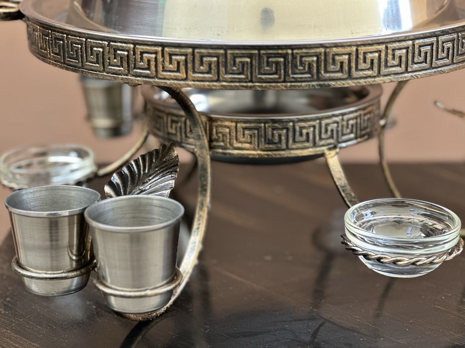 Садж для шашлыка Люкс греция с соусницами и рюмками 36 см