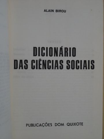 Dicionário das Ciências Sociais de Alain Birou