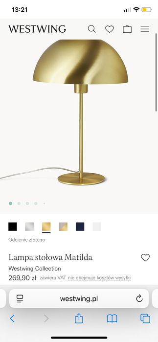 Lampa stołowa na komodę Westwing złota nowa!