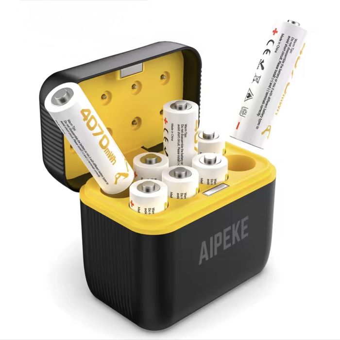 Pilhas recarregaveis + caixa de carregamento