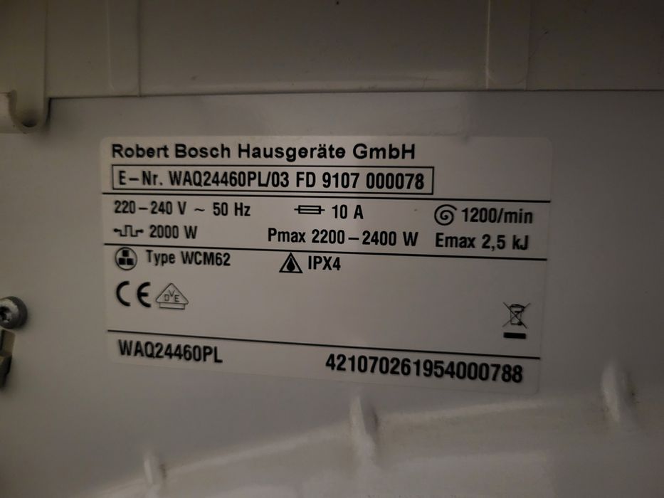 Pralka automatyczna bosch wcm62 avantixx 7 varioperfect programator
