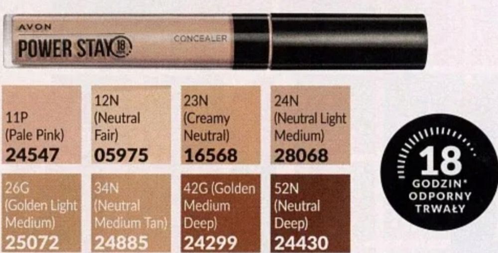 Avon Power Stay korektor 18h trwały Neutral Fair 12N i inne