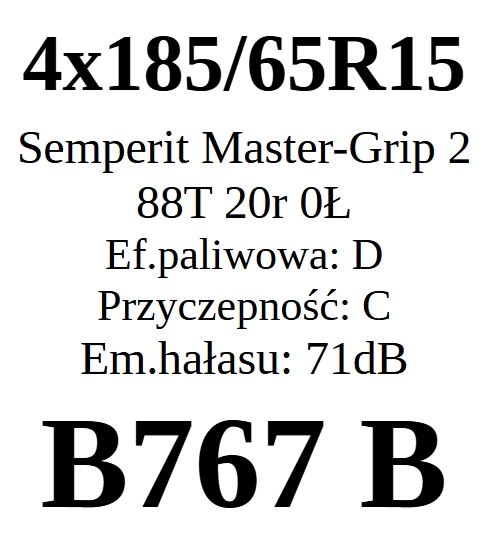 4x 185/65R15 Semperit Master-Grip 2 2x8mm 2x7,1mm JAK NOWE