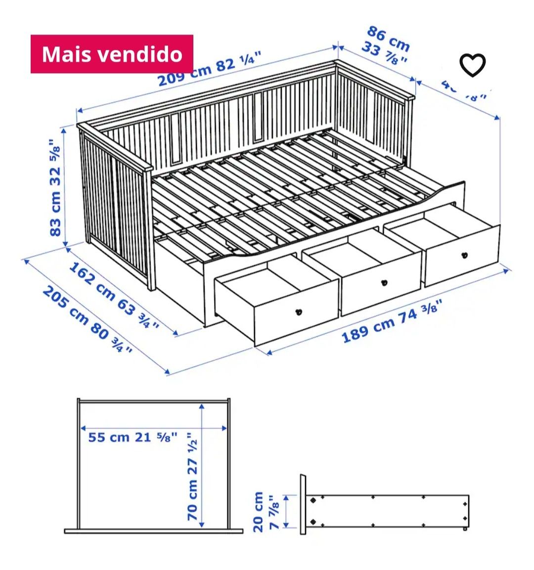 Cama tipo Studio modelo Hemnes da Ikea