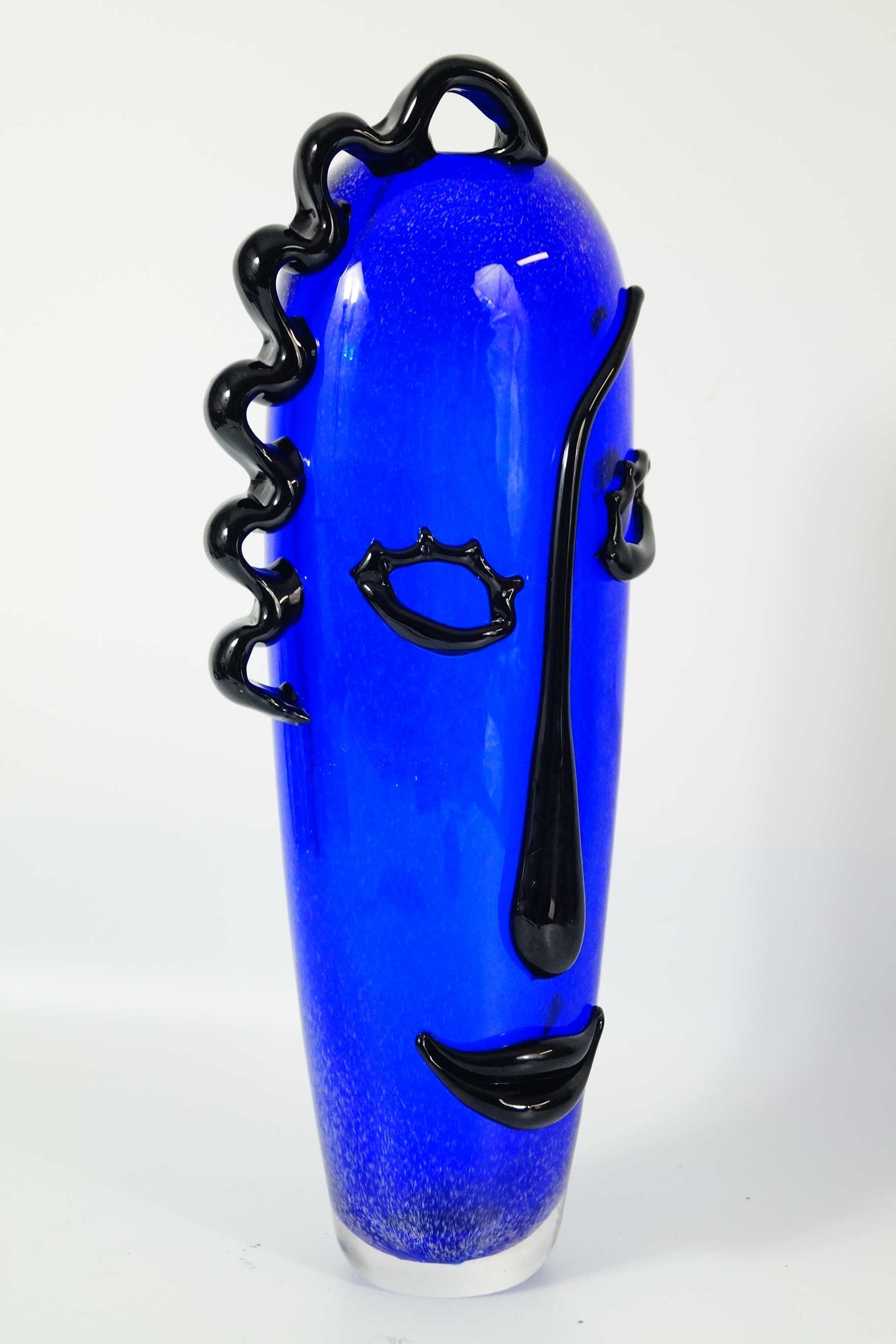 Szkło Murano style WAZON twarz DESIGN niebieski