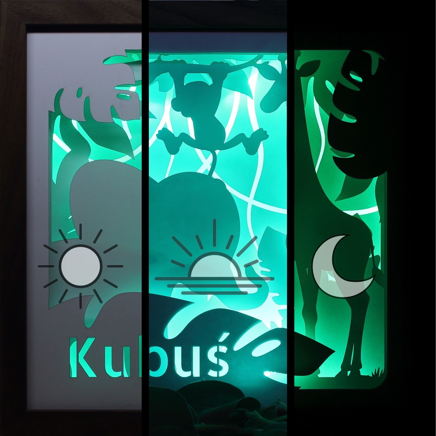 Lampka Nocna Ramka 3D Shadow Box LED Zwierzątka