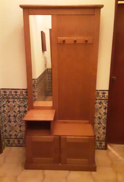 Móvel de Entrada com Bengaleiro, Espelho, Assento e Sapateira