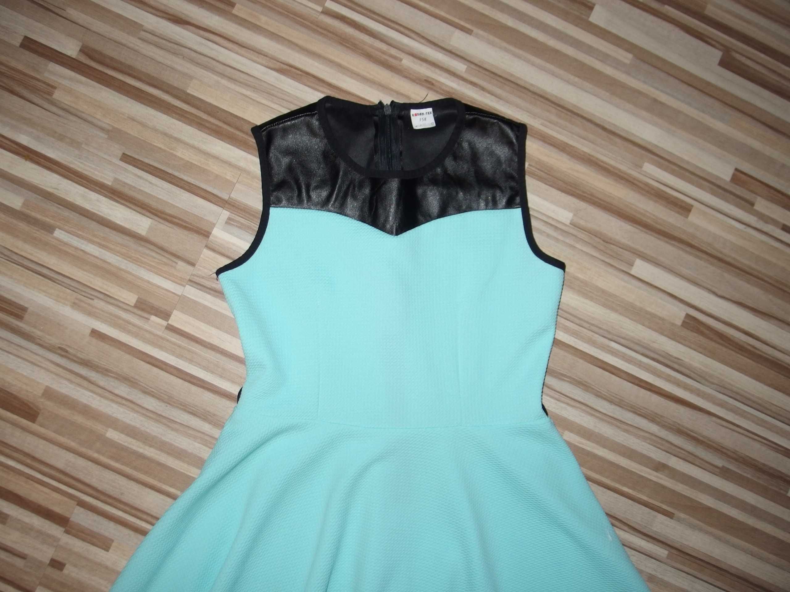 rosan tex h&m sukienka dziecięca na wesele miętowa XS 158 cm