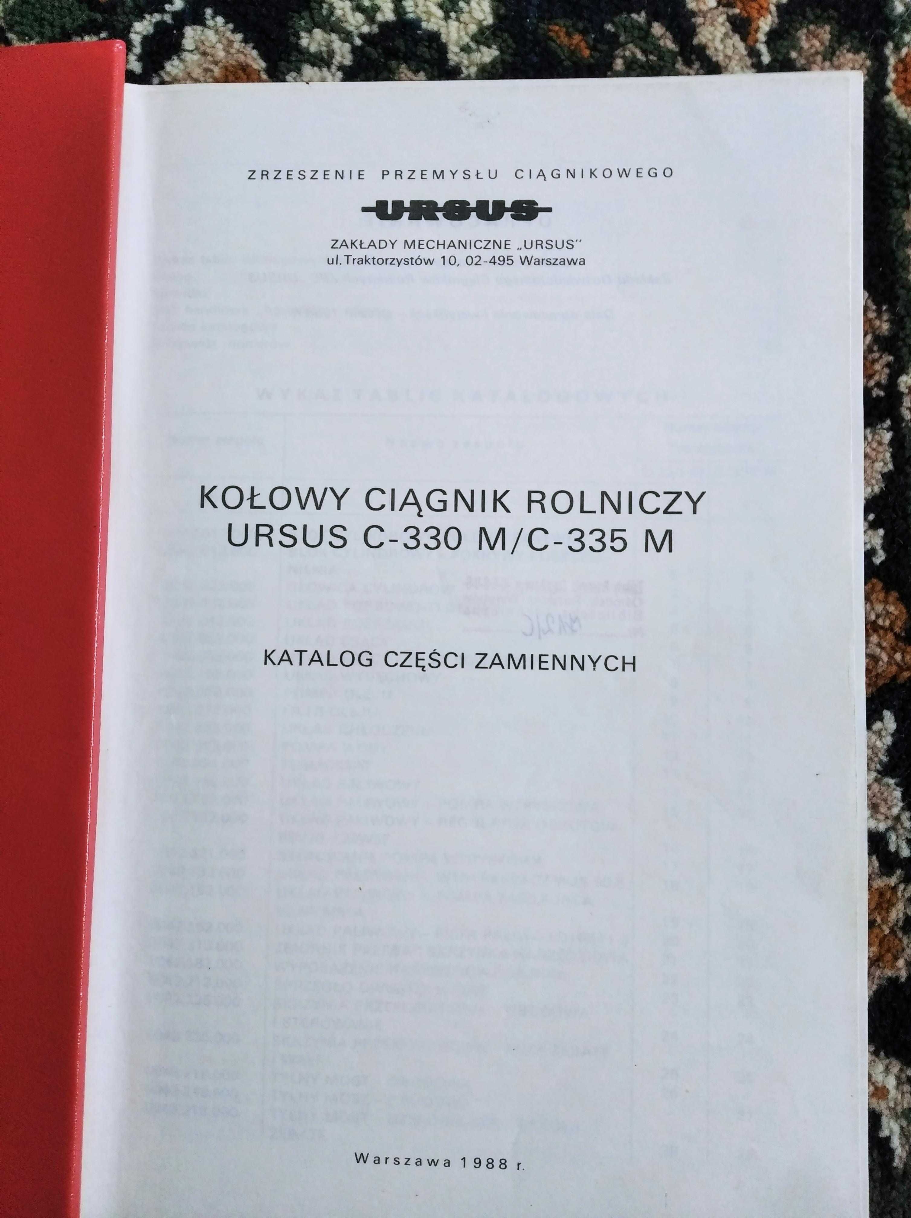 Ursus C 330M, C 335M katalog części oryginał wydanie z roku 1988