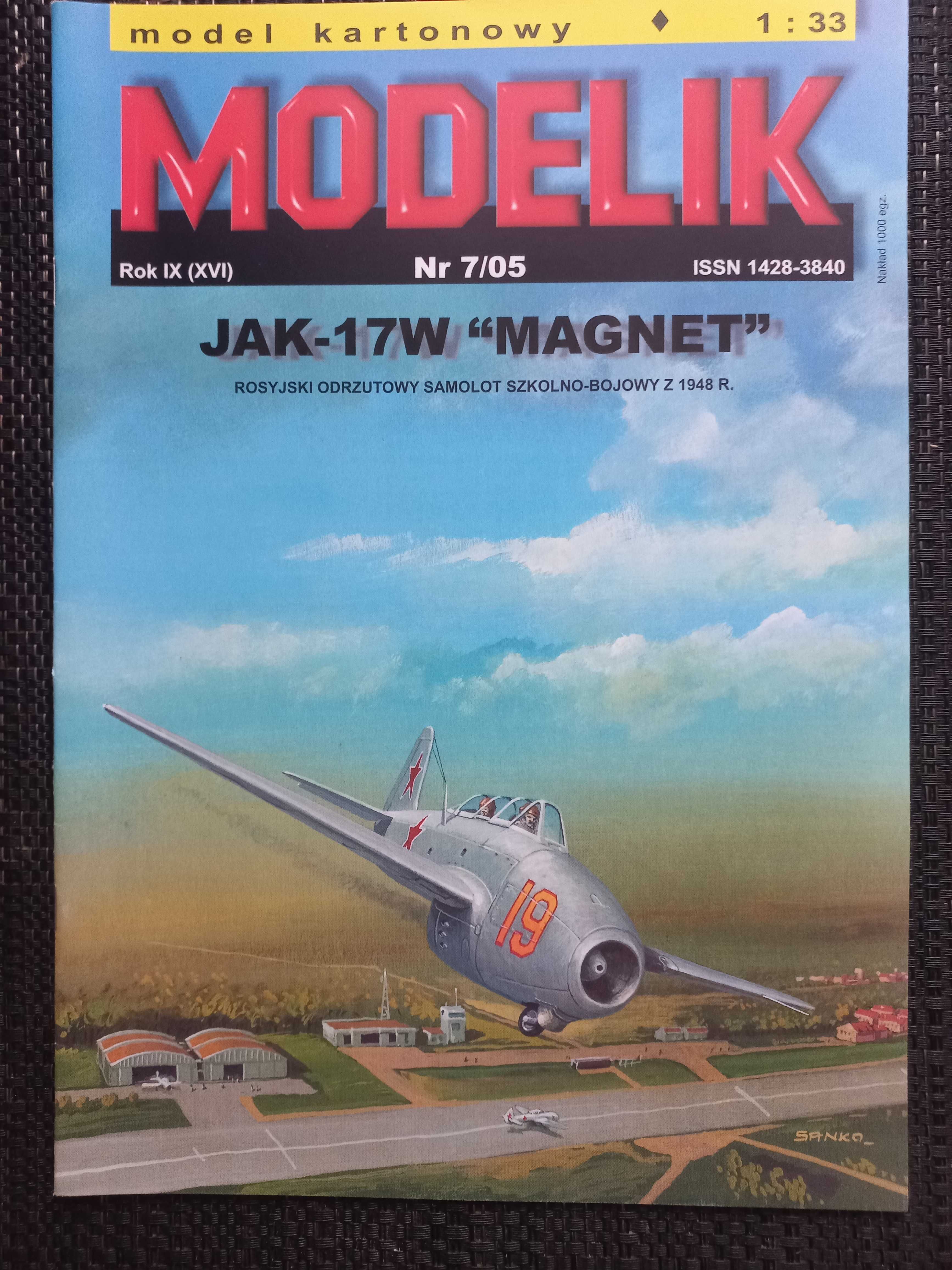 Model Kartonowy Modelik 7/2005 Samolot JAK-17W MAGNET