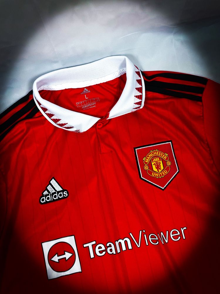 Cristiano Ronaldo Czerwona T-shirt Sportowa, Adidas Manchester United