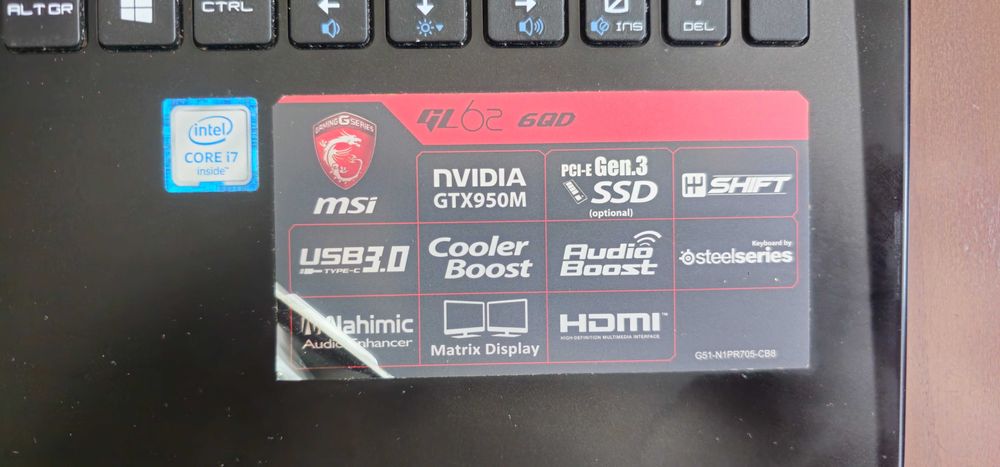 MSI GL62 i7-6700HQ 8GB RAM GTX950M FHD